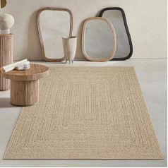 Mias Teppiche Kinsley Heavy Duty Indoor Outdoor Natural Jute Look Weatherproof Patio Garden Rug