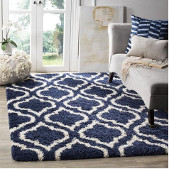 SAFAVIEH Hudson Shag Collection Shaggy Rug for Living Room Dining Room Bedroom High Pile Navy and Ivory 61 x 90 Inch