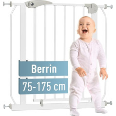 ib style® Berrin Baby Gate 67-175 I Auto-Close I 90° Stop I One-Hand Operation, White