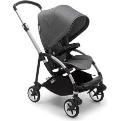 Bugaboo Bee 6 Complete Folding Lightweight Pushchair Converts Into Pram Aluminium/Grey Melange - Grey Melange