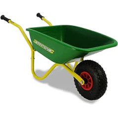 Berg Dempy Wheelbarrow for Children Ages 3 and Up, Holds Loads of up to 25 kg, Metal Frame, Plastic Tray, Dempy, Green, Yellow, 25.17.00.02