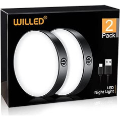 WILLED Dimmable Battery Operated Touch Lamp, 6000 K Touch Lights with Rechargeable Battery, Magnetic Sticking Usable, Cupboard Light, Kitchen Lamp (Pack of 2)