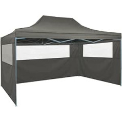 Professional Party Tent Foldable with 3 Side Walls 3 x 4 m Steel Anthracite