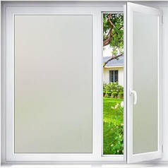 Haton Window Film Opaque Privacy Film Window Self-Adhesive Frosted Glass Film Without Glue Static Adhesive Sun Protection for Bathroom Office Home 60 x 300 cm