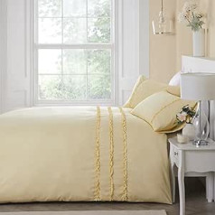 Serene - Felicia Frill Peach Finish Duvet Cover Set - King Size Yellow