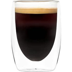 YEM 6 x 350 ml Double-Walled Thermal Glasses for Latte Macchiato, Cocktails, Desserts, Tea Glass Set, Double Wall Glasses, Basic