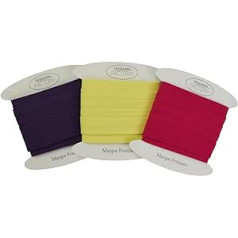 Cotton Bias Binding Set - Yellow, Fuchsia and Purple - Easy to Sew and Ideal for Finishing Your Creations (Set of 3 (5 Metres per Colour), Set I)