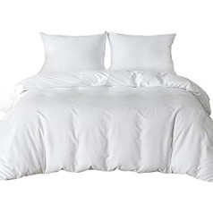Good Nite Single Duvet Cover Set with 2 Pillow Cases Soft Microfiber Polyester Duvet Cover Sets (White)