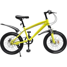 biusgiyeny 18 Inch Children's Bike, Boys Girls Bicycles, Mountain Bike, Children's Bike, Load Over 60 kg, Seat Height Adjustable, for Cities, Beaches, Bicycle Paths, Yellow