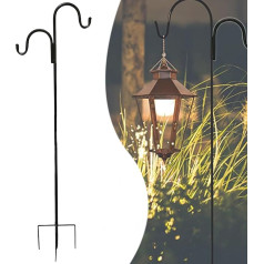 WMLBK Пастуший крюк, 124 см Садовый двойной крюк, основание 5 штырей, пастуший крюк для кормушек, солнечных батарей, вешалок, корзин для растений