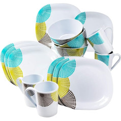 Кемпинговая посуда из меламина на 4 персоны 16 предметов белый разноцветный набор посуды кемпинг набор посуды