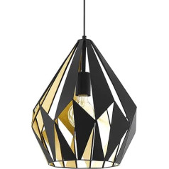 EGLO Hängelampe Carlton 1, Vintage Esstisch Pendelleuchte, Retro Esszimmerlampe aus Metall in Schwarz und Gold, E27 Fassung, Ø 31 см