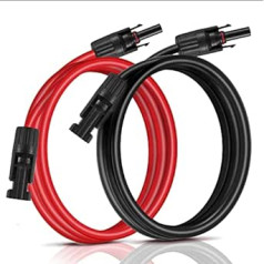 GENORTH Solar Panel Extension Cable, 2 x 3 m Professional Solar Cable, MC-4 Solar Extension Cable with Solar Plug, 6 mm², Red/Black