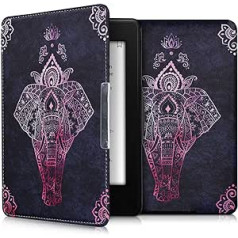 kwmobile Klapphülle kompatibel mit Amazon Kindle Paperwhite Hülle - eReader Case (für Modelle bis 2017) - Elefant Zeichnung Pink Anthrazit