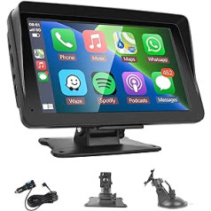 Podofo Wireless Carplay Car Radio 7 Inch Touchscreen Android Car Airplay Bluetooth AUX FM Transmitter Portable Radio Adjustable Base Easy Two Way Installation DC7-32V