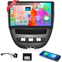 8 Core 4 + 64G: Hodozzy Carplay Car Radio for Toyota Aygo/Peugeot 107/Citroen C1 2005-2014, 9 Inch Touchscreen Android Car Radio with Android Car/WiFi/GPS/RDS/FM/Bluetooth/DSP