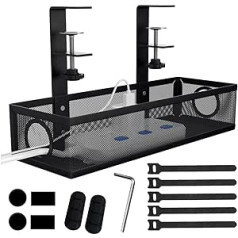 ShineBurky Under Desk Cable Management Without Drilling, Cable Duct Under Desk, Cable Management Under Desk Cable Tray Under Desk Office and Bedroom Accessories, Black