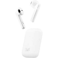 T'nB Bluetooth Headphones 5.0 TWS Wireless Half In-Ear Headphones with Built-in Microphone, Battery Life up to 19 Hours of Listening Time, Touch Control Music and Calls, Shiny - White