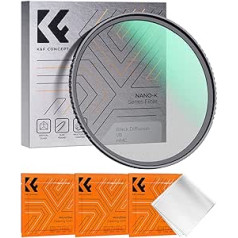 K&F Concept Nano-K Series Black-Mist 1/8 Filter 52 mm Black Promist 1/8 Filter Made of Optical Glass with 18x Nano Coating, Black Diffusion Filter 1/8 for Video Recording/Portrait Photography