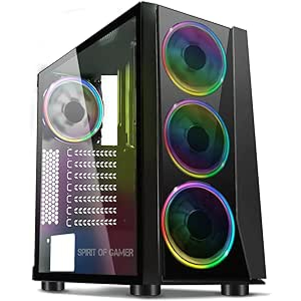 SPIRIT OF GAMER - Ghost ONE - PC Gamer ATX/MATX Case - Tempered Glass Front and Wall - 1 RGB LED 120mm Fan - RGB LED: 60 Modes - Aura/MSI Mystic/ASROCK Compatible (Ghost III)