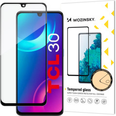 Прочное закаленное стекло 9H для всего экрана TCL 30 с черной рамкой Case Friendly.