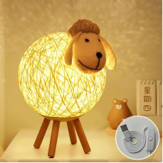 Ночник Osairous LED, креативная настольная лампа из овечьего ротанга, ночник USB с проекцией для ухода за глазами для детской комнаты
