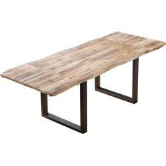 SAM Стол Noar Wane 160 (260) x 90 см, массив дерева манго, лакированный и натурального цвета, с U-образным металлическим каркасом матово-черного цвета, н