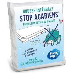 Sweet Night Наматрасник Sweetnight Full 120 x 200 см от клопов и клещей | полностью защищает матрас | на молнии | без химической обработки | глубина до 30 см, бе