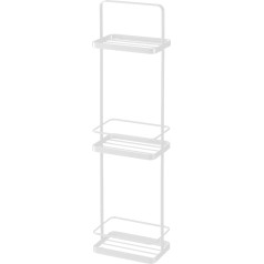 Yamazaki 6634 TOWER Полка для ванной комнаты с 3 уровнями, белая, сталь, минималистичный дизайн, 18 x 12 x 67 см (ДхШхГ)