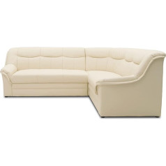 Domo. Collection Угловой диван Berlin, L-образный диван с функцией сна, угловой диван с пружинным блоком, 250 x 205 x 89 см, мягкий уголок в бежевом (кремовом) 