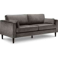 Julian Bowen Hayward 3 Seater Sofa Velvet Grey THREE