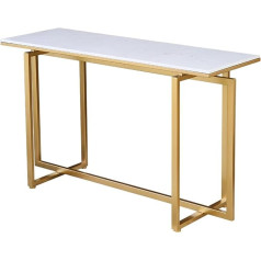 Generic Узкий консольный столик Мраморный консольный столик, 31,4-дюймовый диванный столик, столик для фойе с золотой металлической рамой, боко