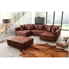 Kuechen-Preisbombe Küchen-Preisbombe Living Landscape Sofa Couch Corner Sofa Corner Sofa in Microfibre Vintage Brown Minsk XXL