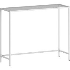 VASAGLE Console Table Side Table Tempered Glass Surface Modern Sofa Table Easy Assembly Adjustable Feet Living Room Hallway Pearl White Slate Grey LGT026W01