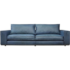 Casa Padrino Luxury Leather Sofa Blue 240 x 106 x H. 83 cm - Диван для гостиной из натуральной кожи - Мебель для гостиной - Кожаная мебель - Элитная мебель