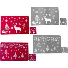 Jojofuny 12 частей Набор Placemat Для Оленя Кружка Впитывающий Рождество Coaster Рождество Напитки Coaster Посуда Мат Горячая Блюдо Стол Мат Ребенок Печат