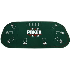 Nexos Trading Foldable Table Cover Casino Poker Table Poker Pad Wood Reinforced Foldable 160 x 80 cm up to 9 Players Green Felt Cover
