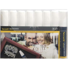 Securit Kreidemarker ORIGINAL LARGE, 8 штук, weiß, Sie erhalten 1 Packung, Packungsinhalt: 8 er Etui