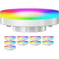ledscom.de Комплект из 10 светодиодных RGB-ламп GX53, теплый белый - холодный белый (2900-6100 K), 6,6 Вт, 670 лм, 107°, умный дом, WiFi, Alexa, матовый