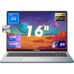 ACEMAGIC Ноутбук, металлический корпус, 16 дюймов FHD, 16 ГБ DDR4, 512 ГБ SSD Ноутбук, Intel Quad-Core N95 (до 3,40 ГГц), легкий ноутбук с WiFi, BT5.0, USB 3.2 x 2, Type C