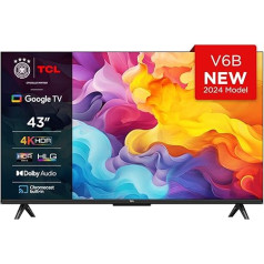TCL 43V6B 43-дюймовый 4K Ultra HD, HDR телевизор, Smart TV с поддержкой Google TV (Dolby Audio, Motion Clarity, голосовое управление, совместимость с Google Assistant, встроенный Chrom
