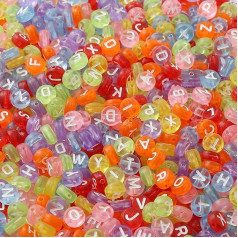 ToBeIT Набор из 1000 бусин, цветные бусины алфавита, прозрачные бусины алфавита, прозрачные плоские круглые бусины для изготовления украшений, 