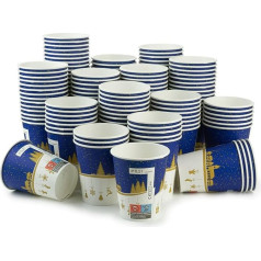 Осьминог 150 бумажных стаканчиков для глинтвейна (экологически чистое производство) с зимним мотивом и объемом 200 мл