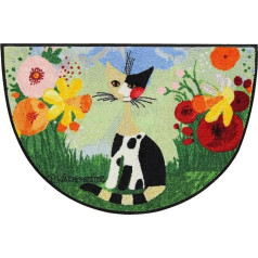 Rosina Wachtmeister Fußmatte Annette halbrund 60 x 85 cm by Salonloewe waschbar Katzen bunt Blumen Eingangsmatte rutschfest