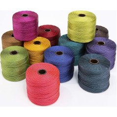 Нейлоновый шнур The Beadsmith S-Lon #18 Saturation Mix Tex210 диаметр 5 мм 12 упаковок 70 метров катушек - для нанизывания бисера, вязания крючком, микро-макраме ю