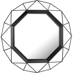 Stonebriar Декоративное подвесное настенное зеркало 28 дюймов в геометрической металлической раме с кронштейнами, черное