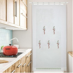 HOMEYA - Шторы для кухни 150 x 220 см Вишневая вышивка для кухни столовой дверная рама 1 шт. белый 100% полиэстер