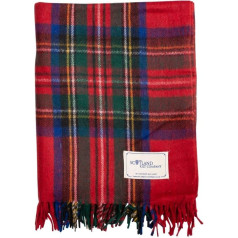 Border Tweeds Picnic Travel Rug Throw Wool Tartan Scottish - Royal Stewart