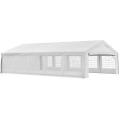 Outsunny 10x6m faltbare Gartenlaubeus Stahl und Polyester, Partyzelt mit abnehmbaren Wänden und PVC-Fenstern, weiß