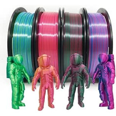 YOUSU Two-Colour PLA Filament 1.75 mm, 3D Printer Filament, 4 x 250 g Spool Pack, Suitable for Most FDM Printers